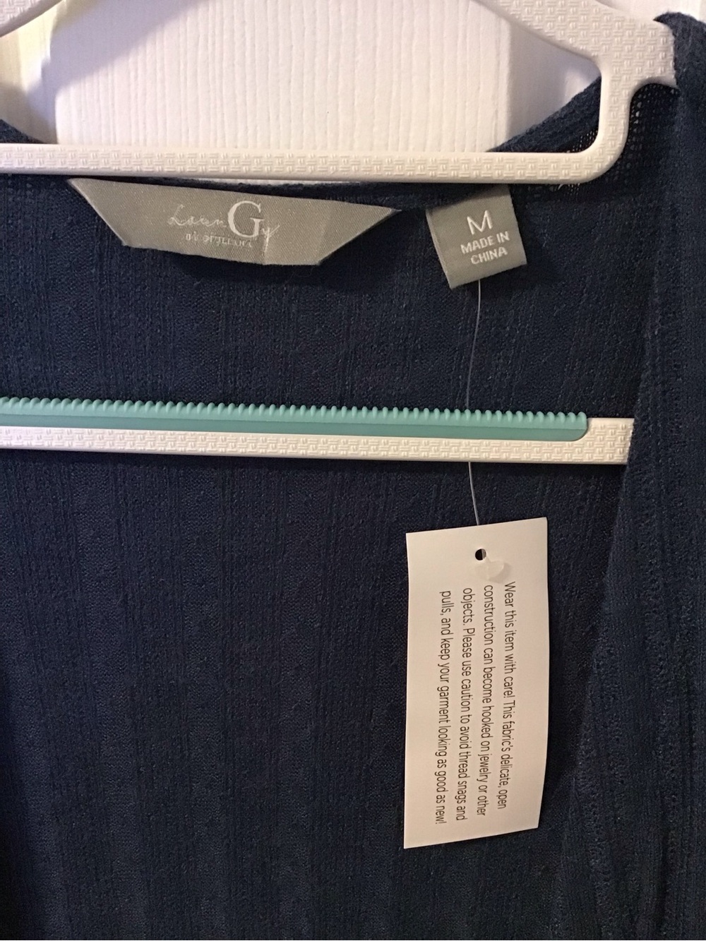 NWT! Lauren G. Navy Ribbed Open Cardigan - Picture 4 of 5